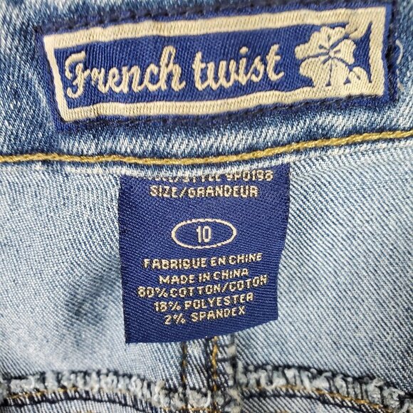 French Twist Flare High Waist Jean Front Patch Pocket Size 10 Medium Wash - Picture 2 of 11